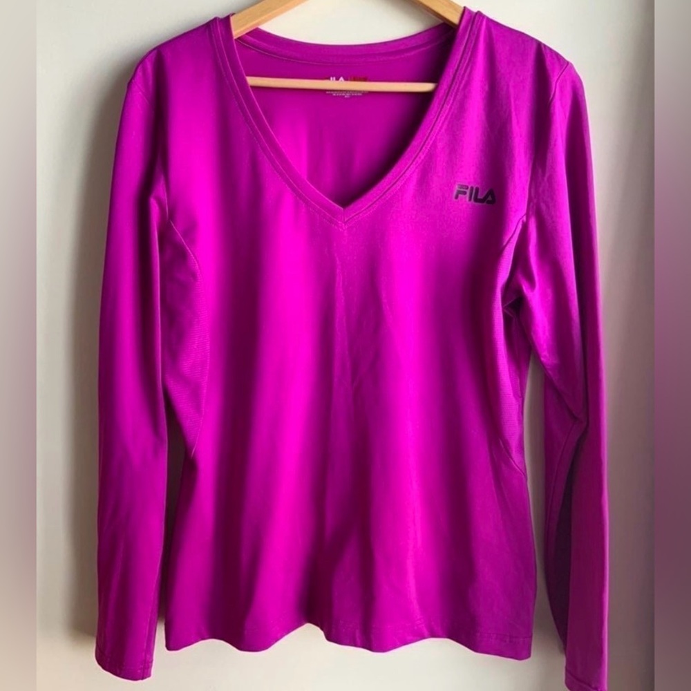FILA SPORT PERFORMANCE XL V-NECK LONG SLEEVE ACTIVEWEAR SHIRT TOP